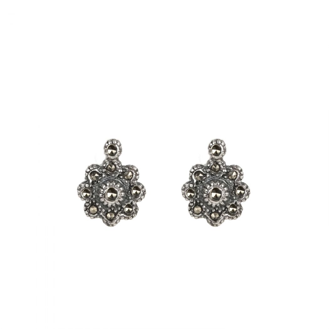 Pendientes Roseta con Marcasitas de Plata 