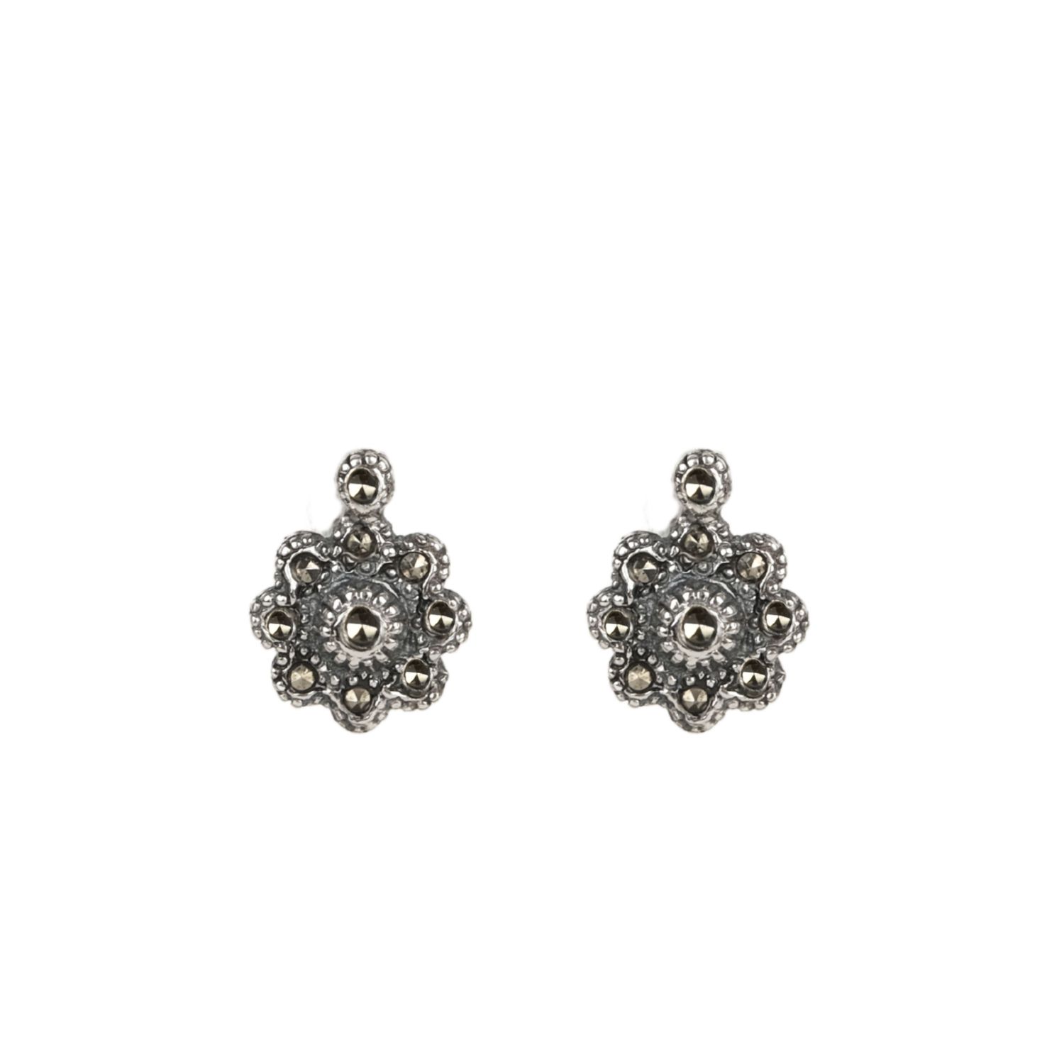 Pendientes Roseta con Marcasitas de Plata 