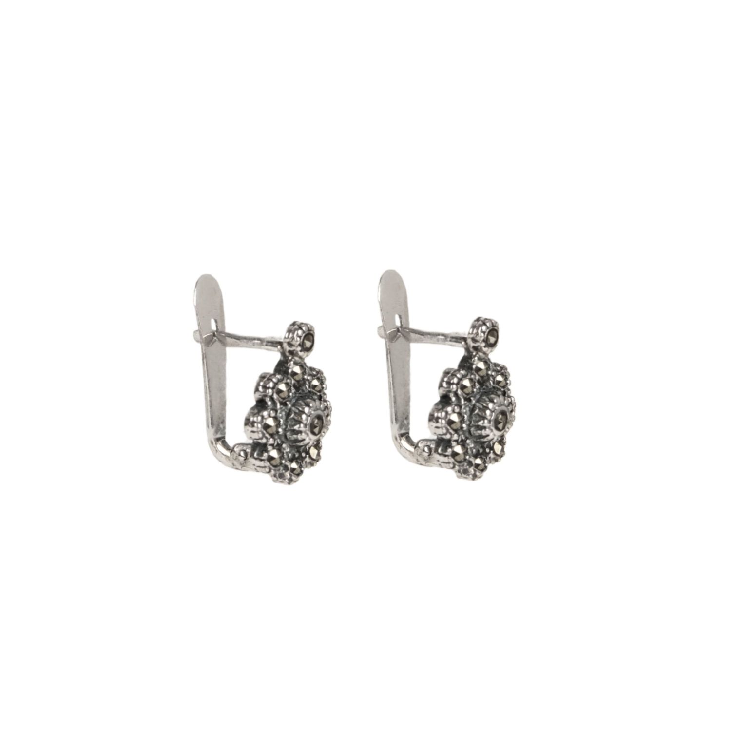 Pendientes Roseta con Marcasitas de Plata 
