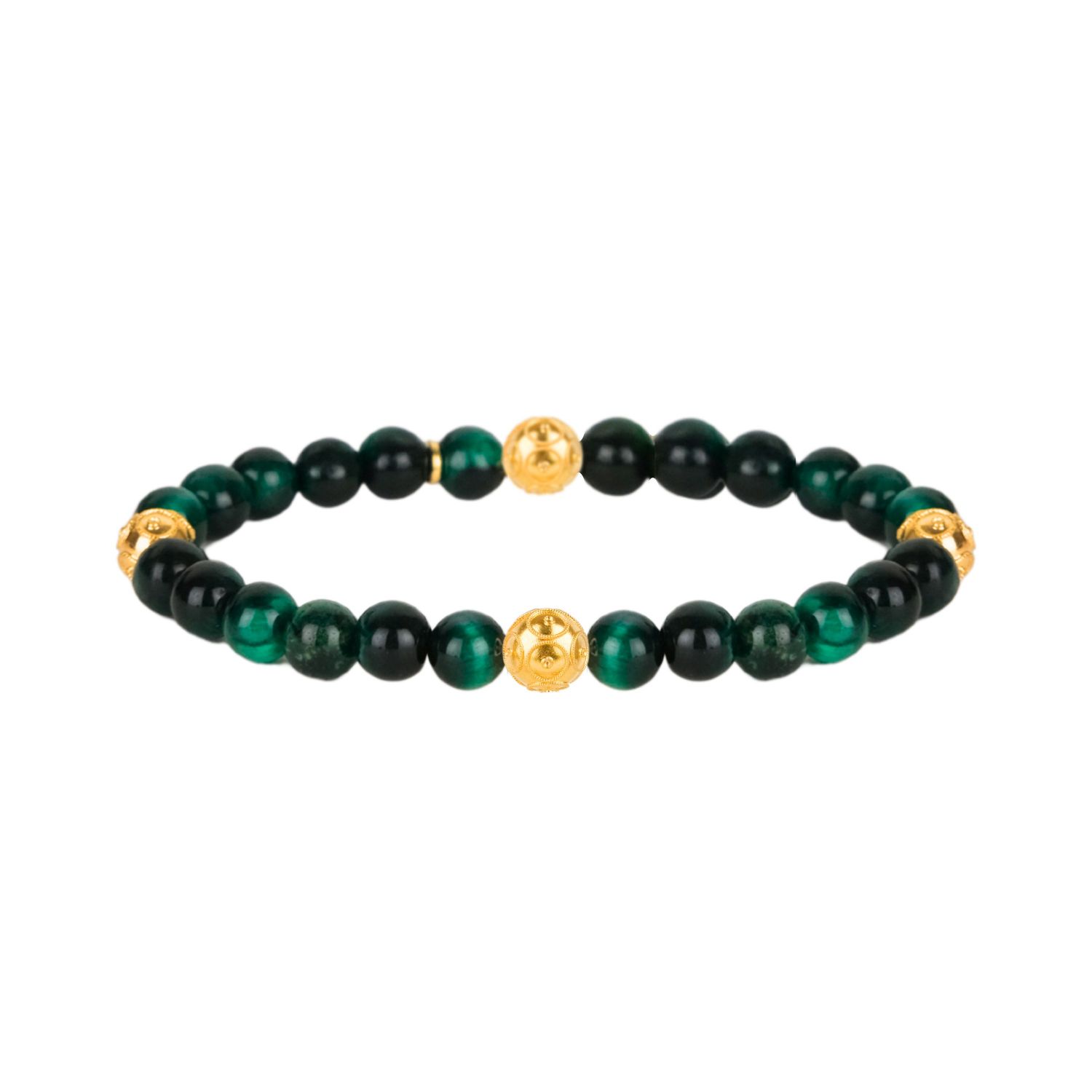 Bracelet Four Viana's Contas in Gold Plated Silver with Green Agates Bracelet Four Viana's Contas in Gold Plated Silver with Green Agates