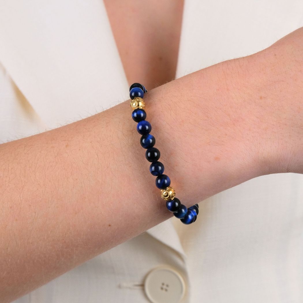 Bracelet Four Viana's Contas in Gold Plated Silver with Blue Agates 
