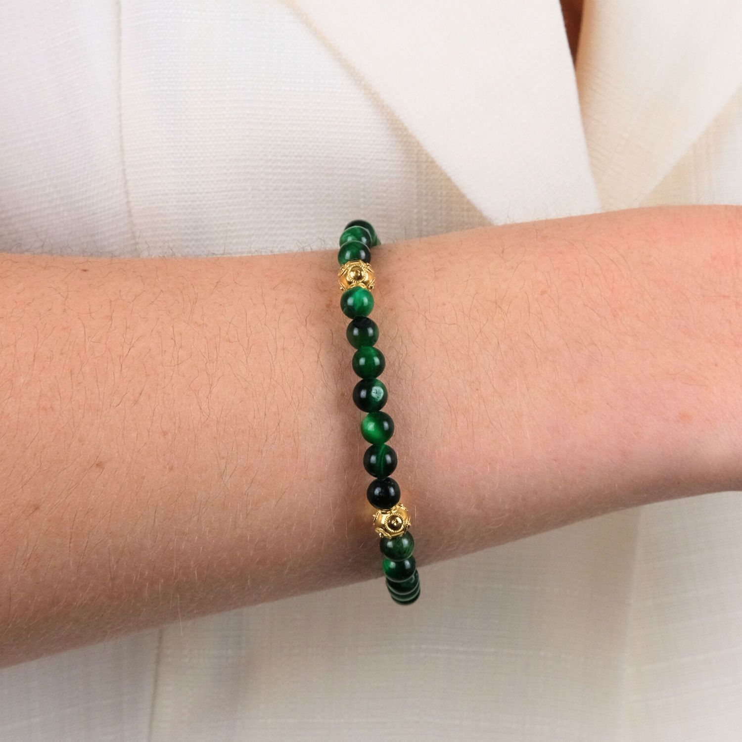 Bracelet Four Viana's Contas in Gold Plated Silver with Green Agates Bracelet Four Viana's Contas in Gold Plated Silver with Green Agates