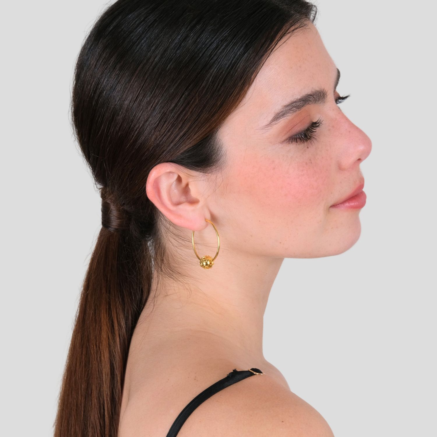 Boucles d’Oreilles Créoles Contas de Viana en Argent Plaqué Or Boucles d’Oreilles Créoles Contas de Viana en Argent Plaqué Or