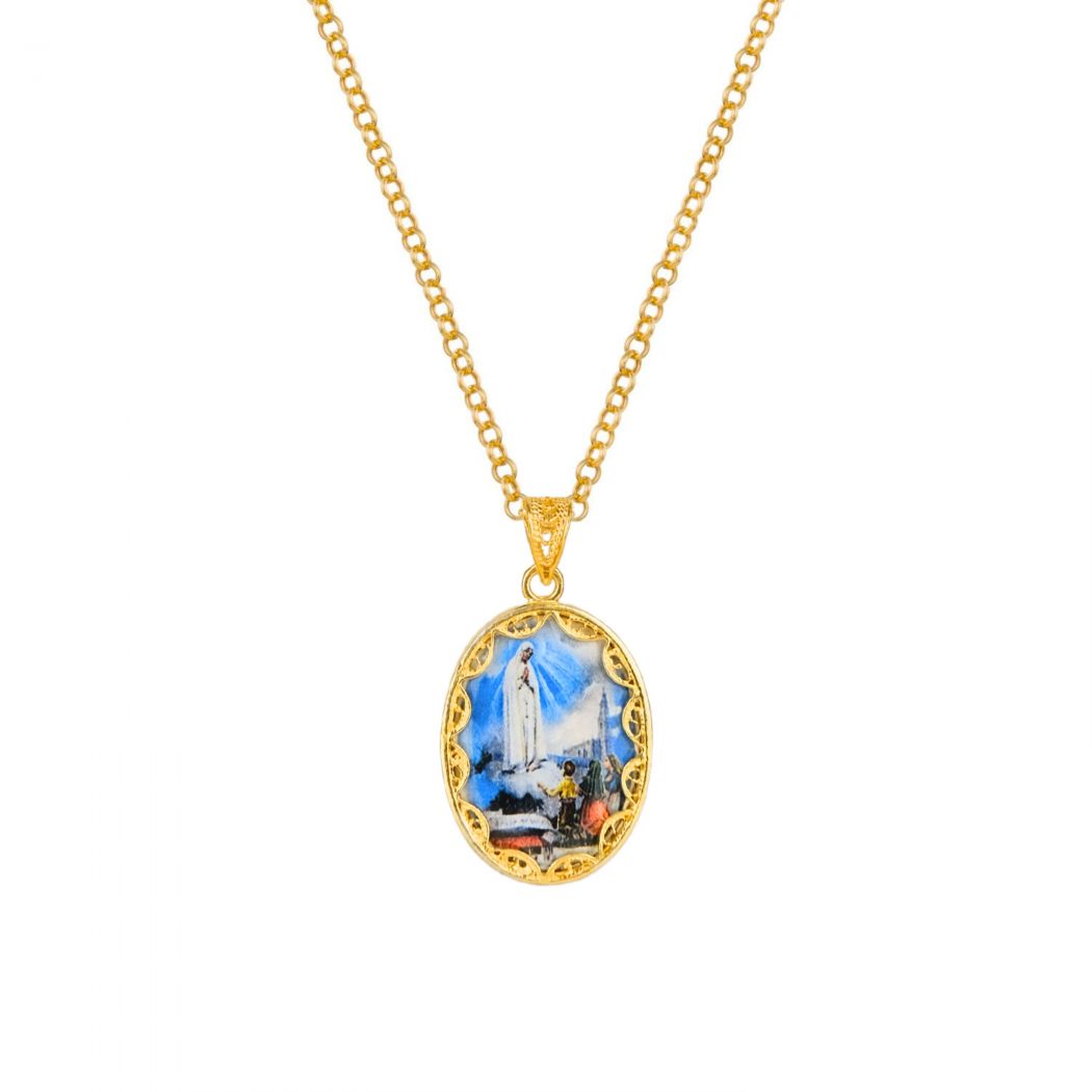 Necklace Our Lady of the Rosary of Fátima Gold Plated Silver 