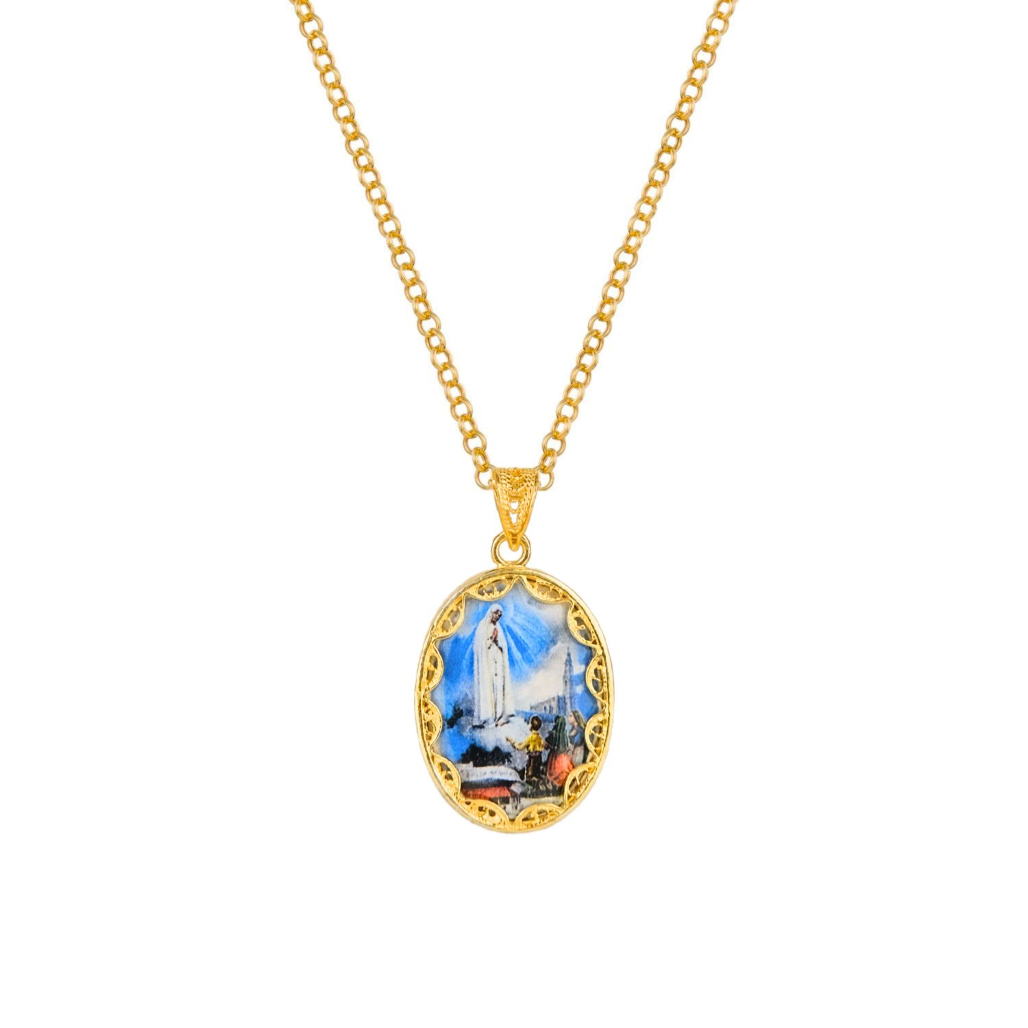 Necklace Our Lady of the Rosary of Fátima Gold Plated Silver Necklace Our Lady of the Rosary of Fátima Gold Plated Silver