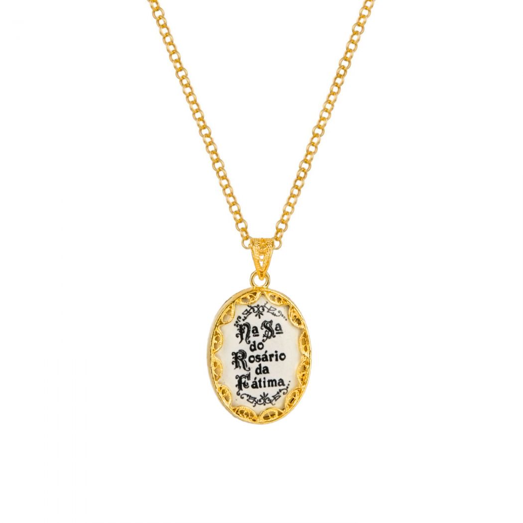 Necklace Our Lady of the Rosary of Fátima Gold Plated Silver 