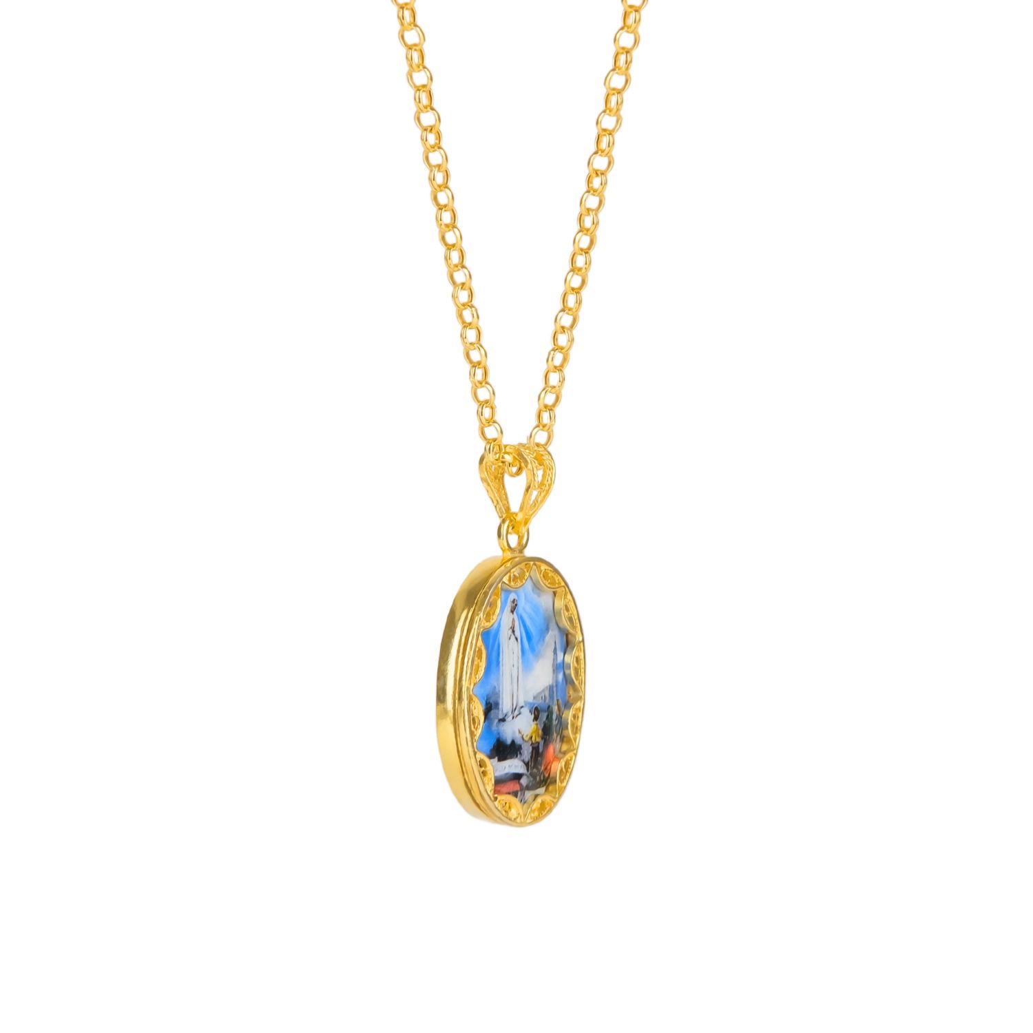 Necklace Our Lady of the Rosary of Fátima Gold Plated Silver Necklace Our Lady of the Rosary of Fátima Gold Plated Silver