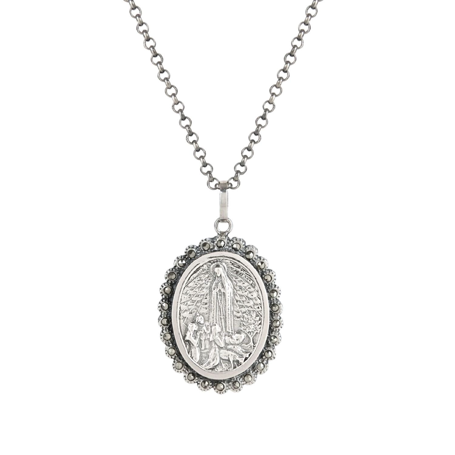 Necklace Our Lady of Fátima XL Marcasites in Silver Necklace Our Lady of Fátima XL Marcasites in Silver