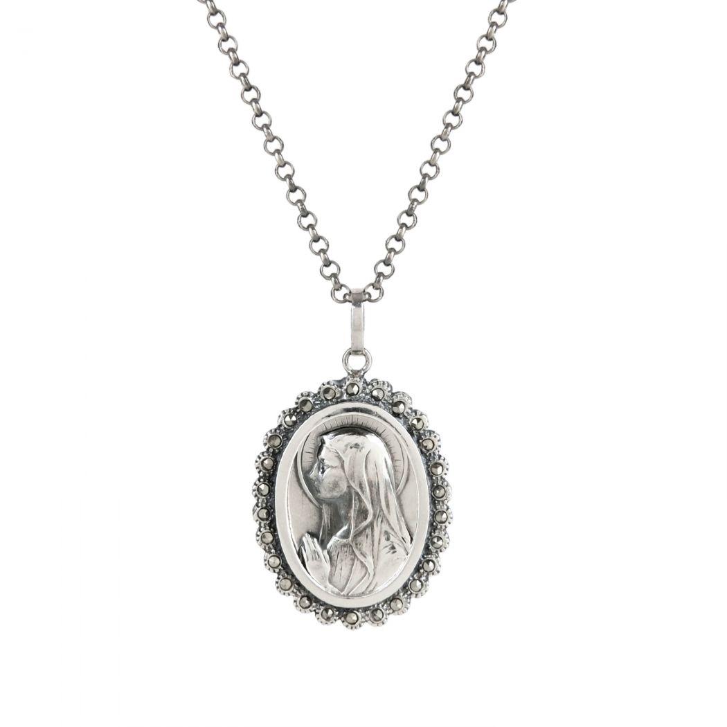 Necklace Our Lady of the Carrapito Marcasites in Silver 