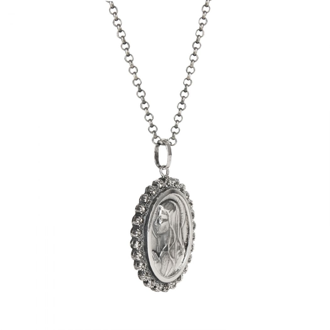 Necklace Our Lady of the Carrapito Marcasites in Silver 