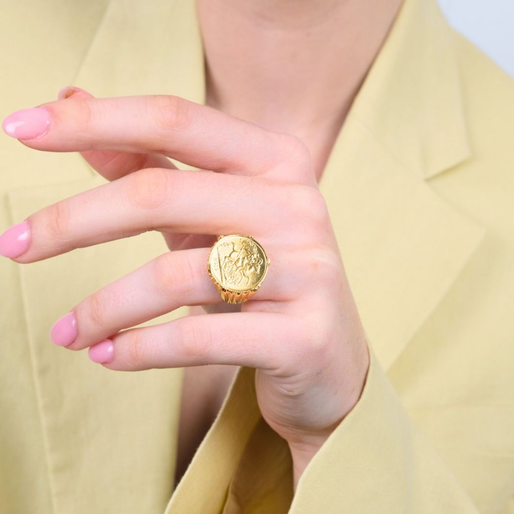 Ring Half Pound in Gold Plated Silver 