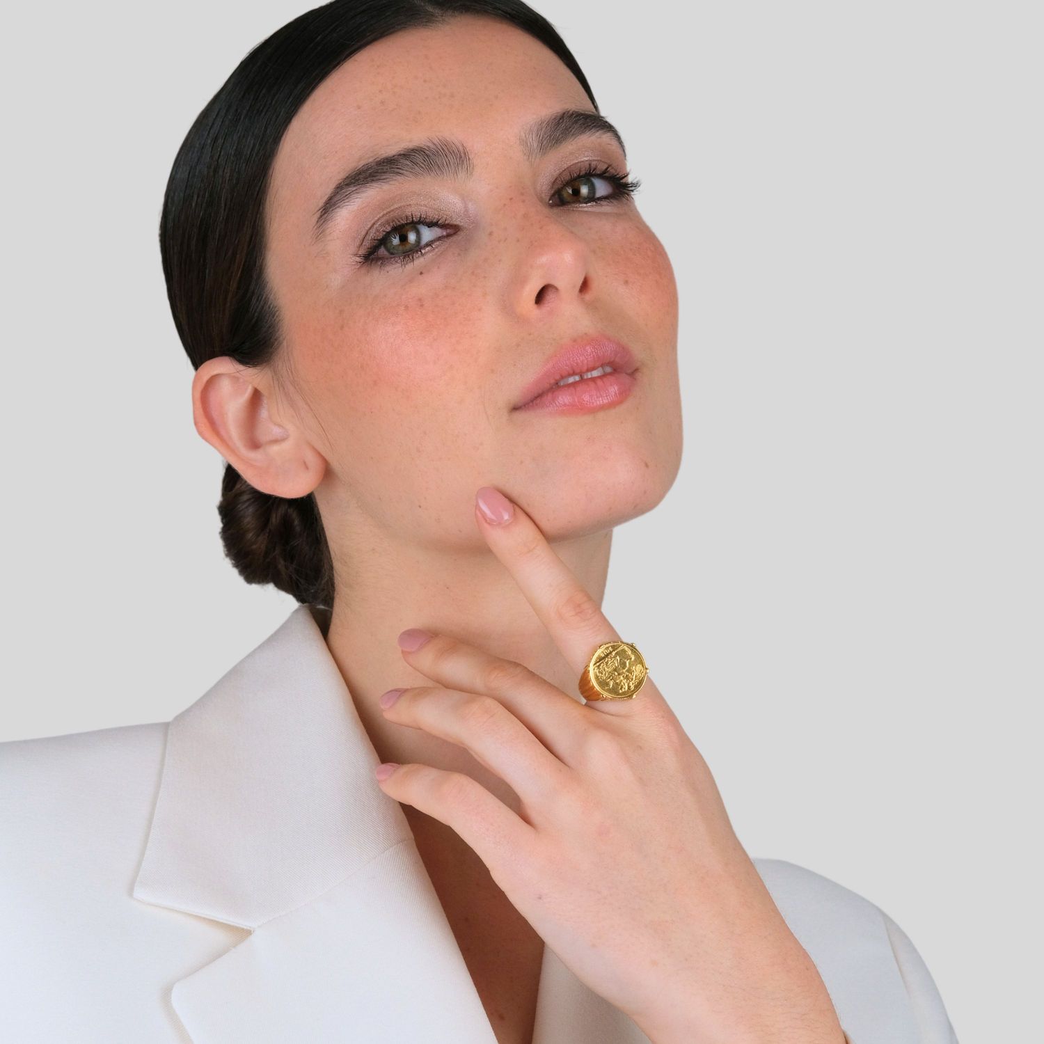Ring Half Pound in Gold Plated Silver Ring Half Pound in Gold Plated Silver