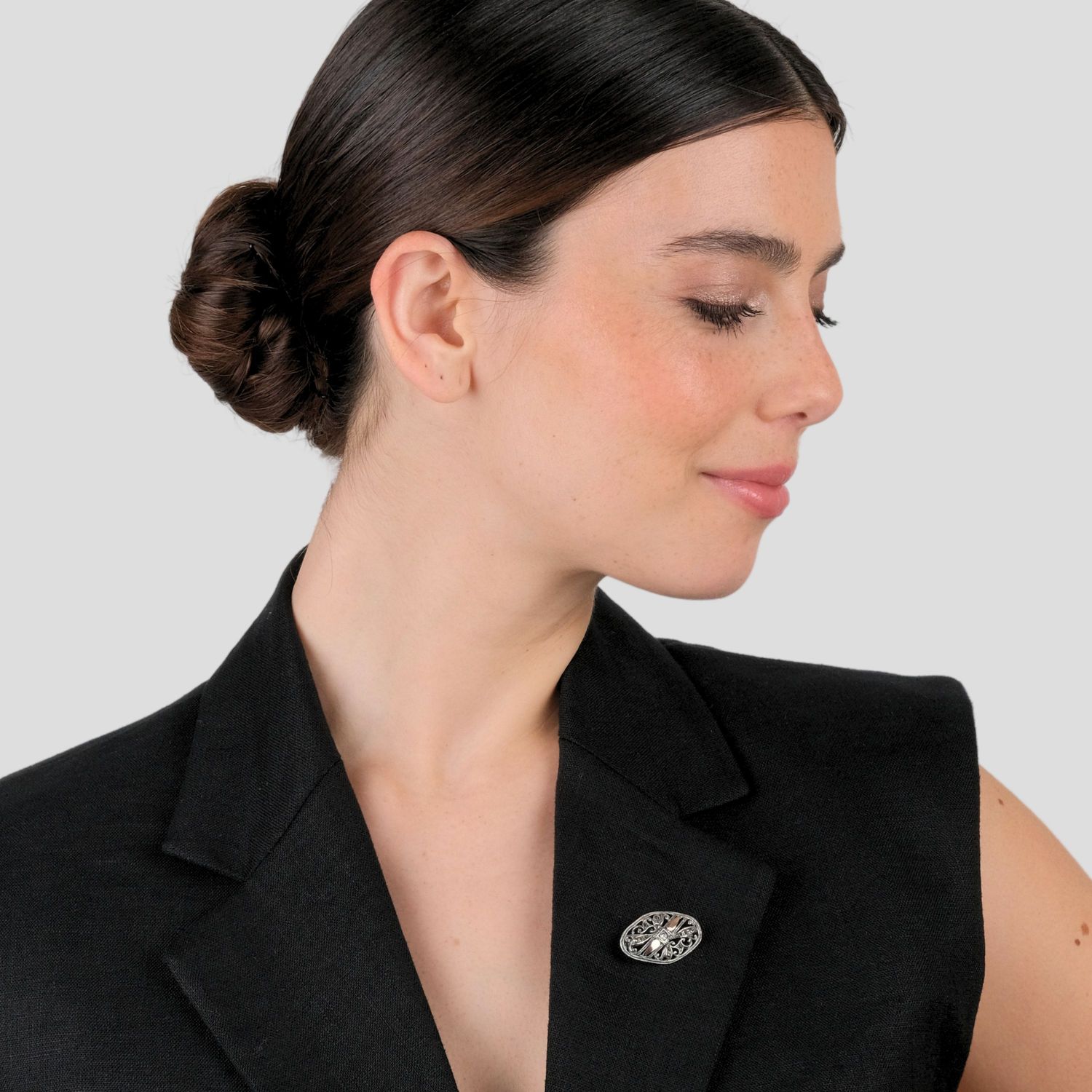 Broche Marcasitas de Plata y Oro 