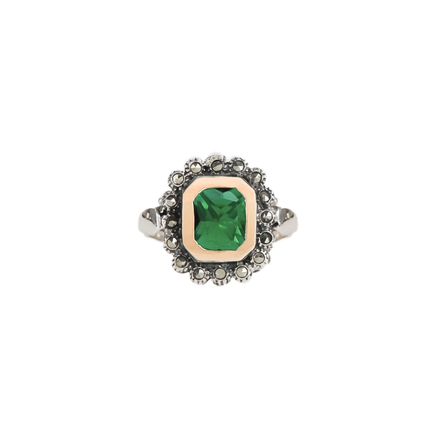 Ring Green Marcasites XL in Silver and Gold Ring Green Marcasites XL in Silver and Gold