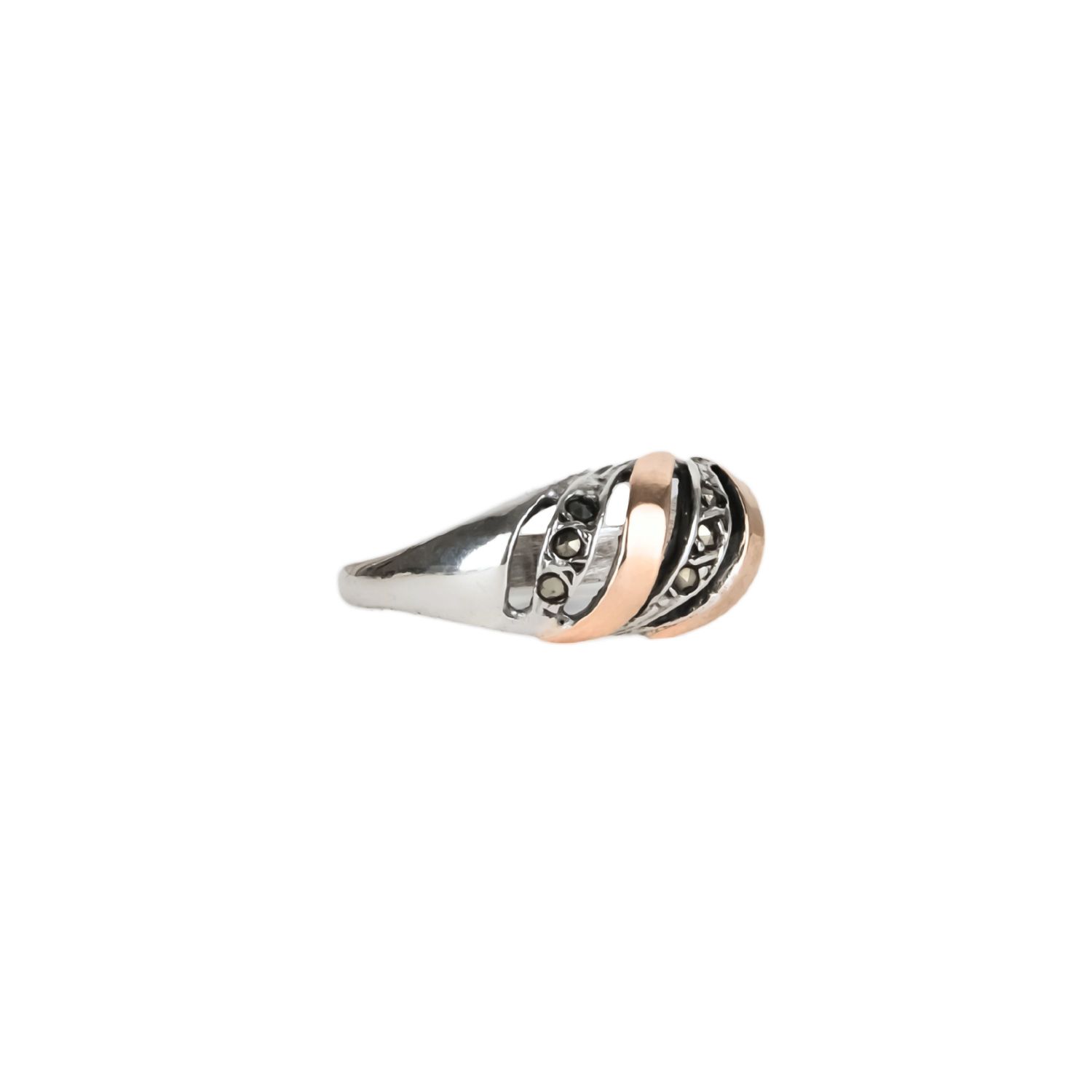 Ring Croissant Marcasites in Silver and Gold Ring Croissant Marcasites in Silver and Gold