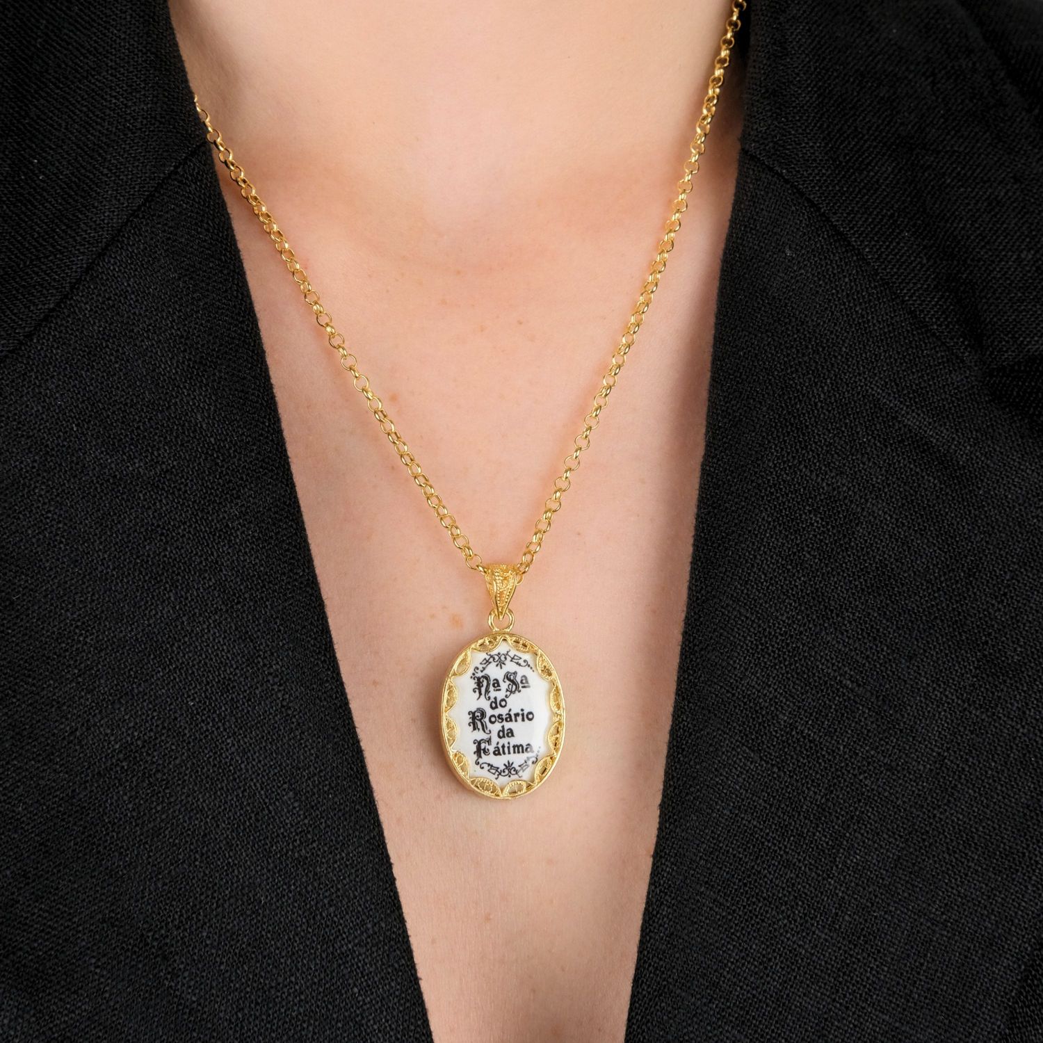 Necklace Our Lady of the Rosary of Fátima Gold Plated Silver Necklace Our Lady of the Rosary of Fátima Gold Plated Silver