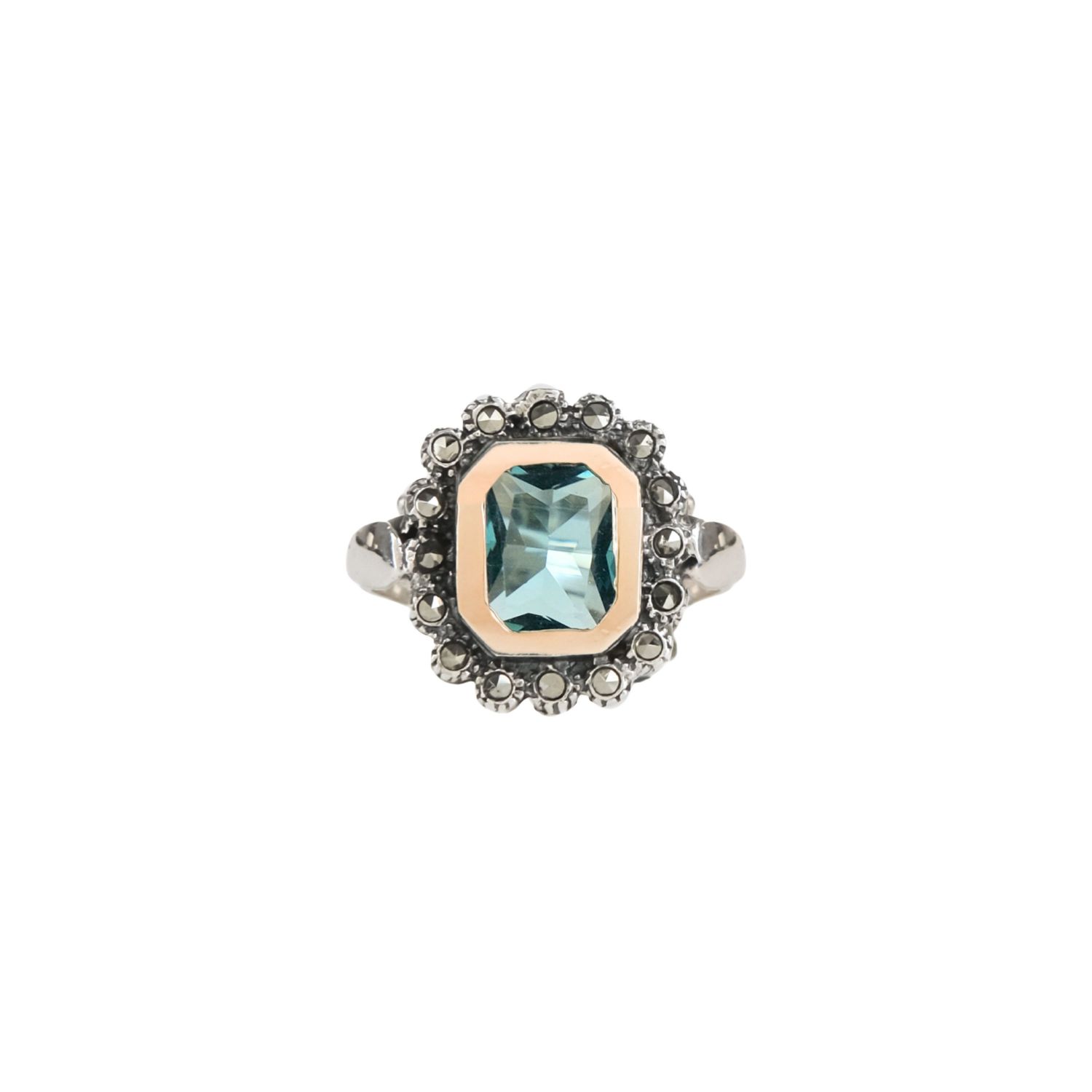Ring Blue Marcasites XL in Silver and Gold Ring Blue Marcasites XL in Silver and Gold