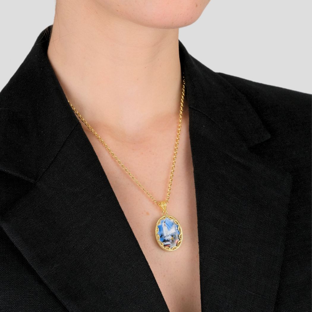 Necklace Our Lady of the Rosary of Fátima Gold Plated Silver 