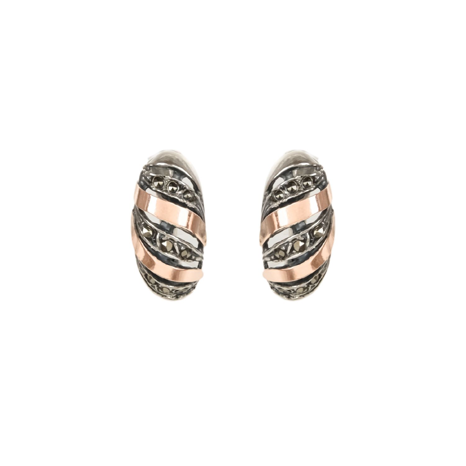 Earrings Croissant Marcasites in Silver and Gold Earrings Croissant Marcasites in Silver and Gold