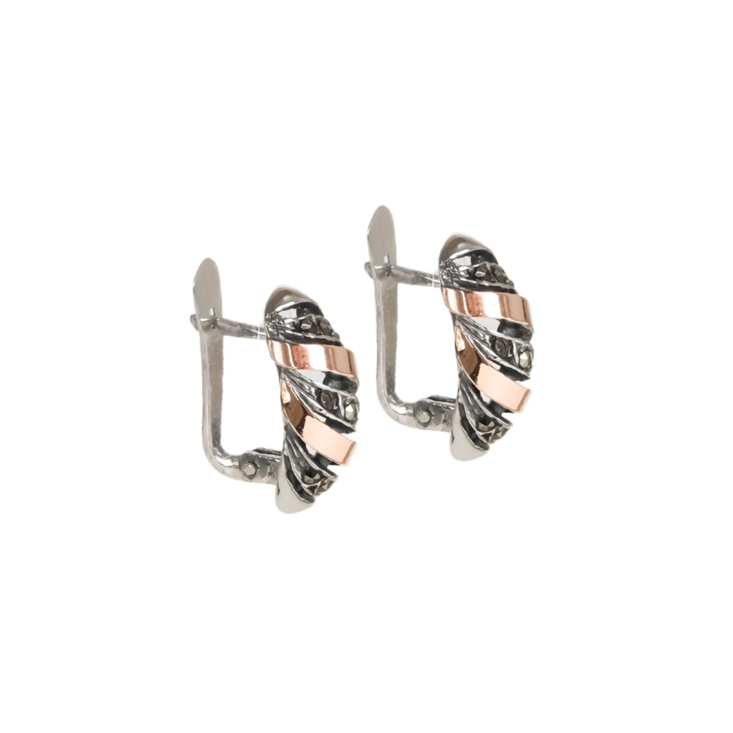 Earrings Croissant Marcasites in Silver and Gold Earrings Croissant Marcasites in Silver and Gold