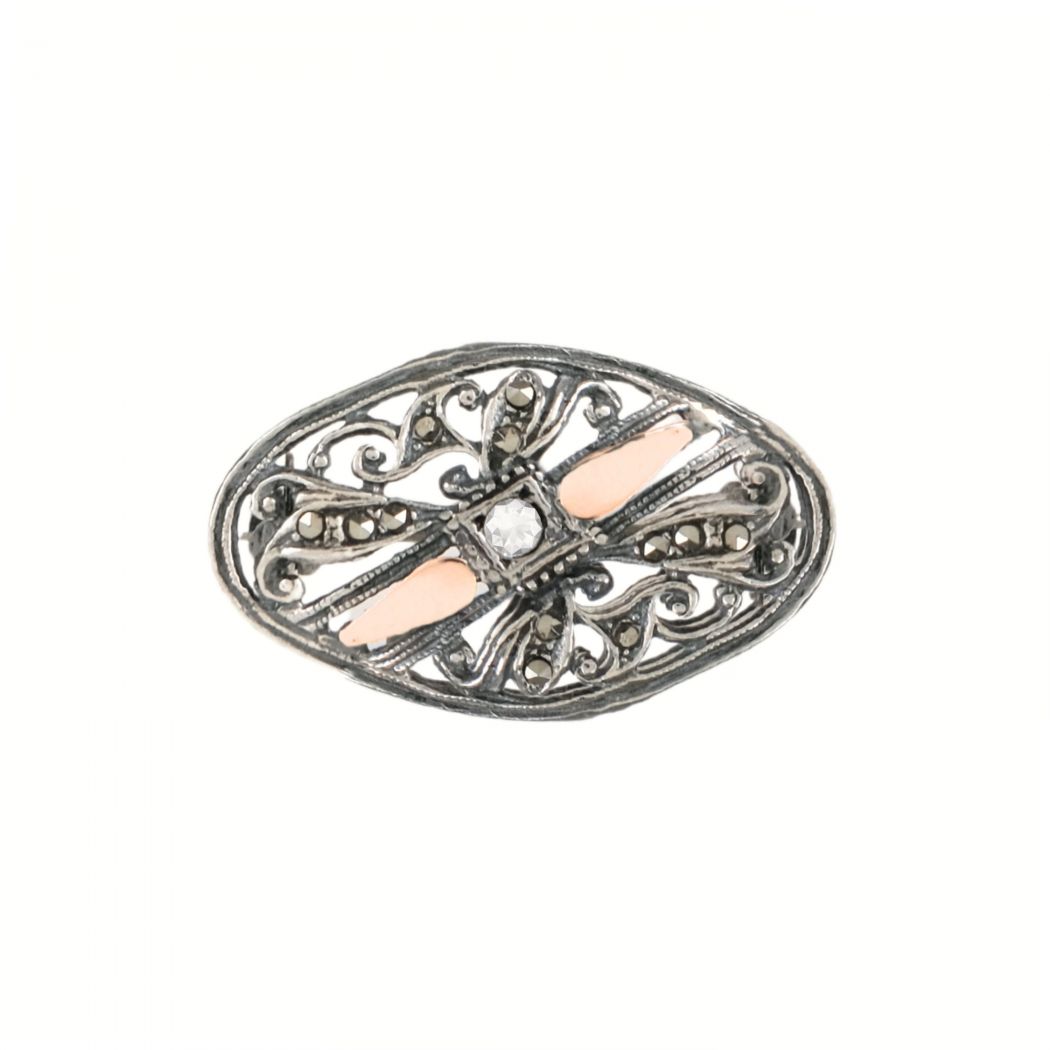 Brooch Marcasites in Silver and Gold 