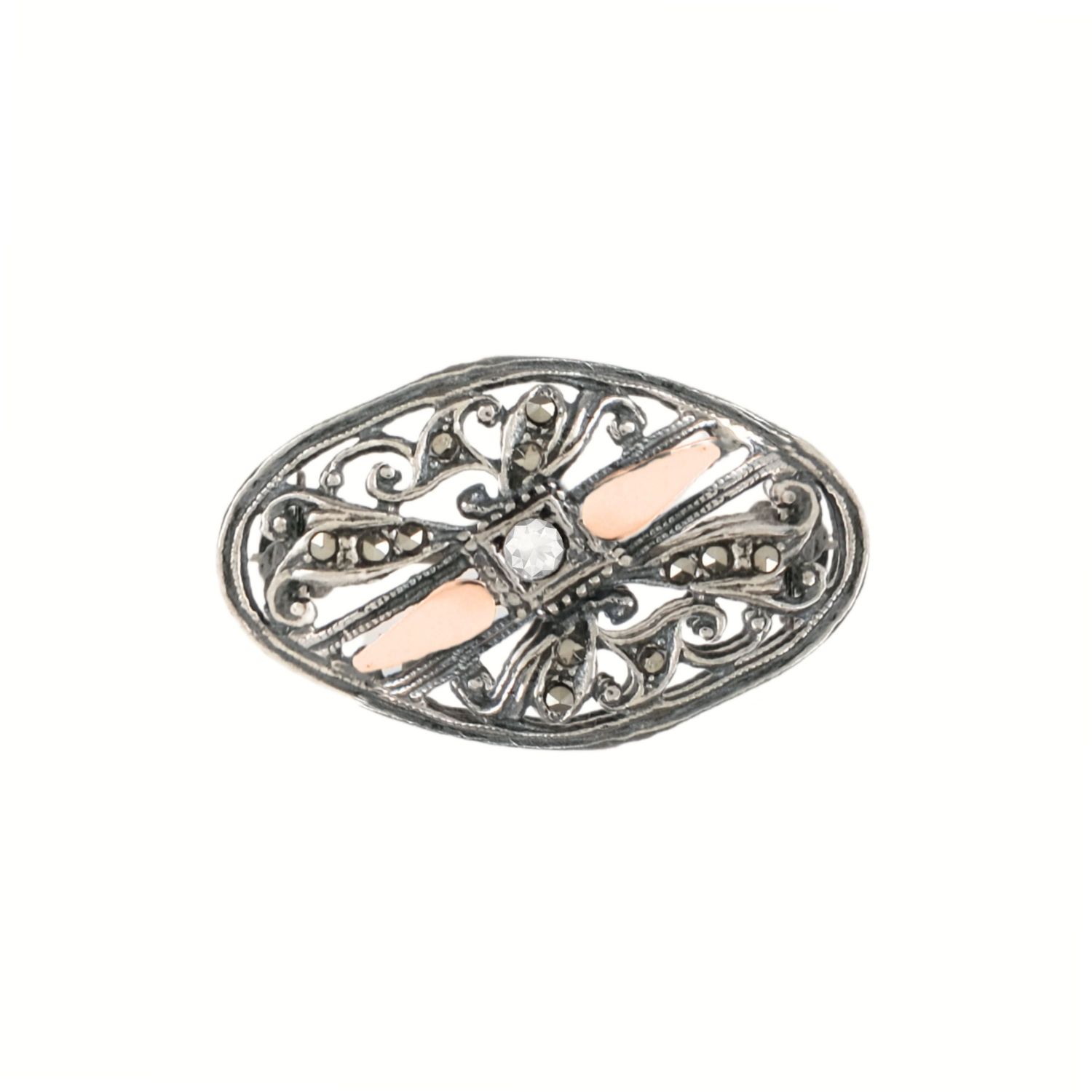 Brooch Marcasites in Silver and Gold Brooch Marcasites in Silver and Gold