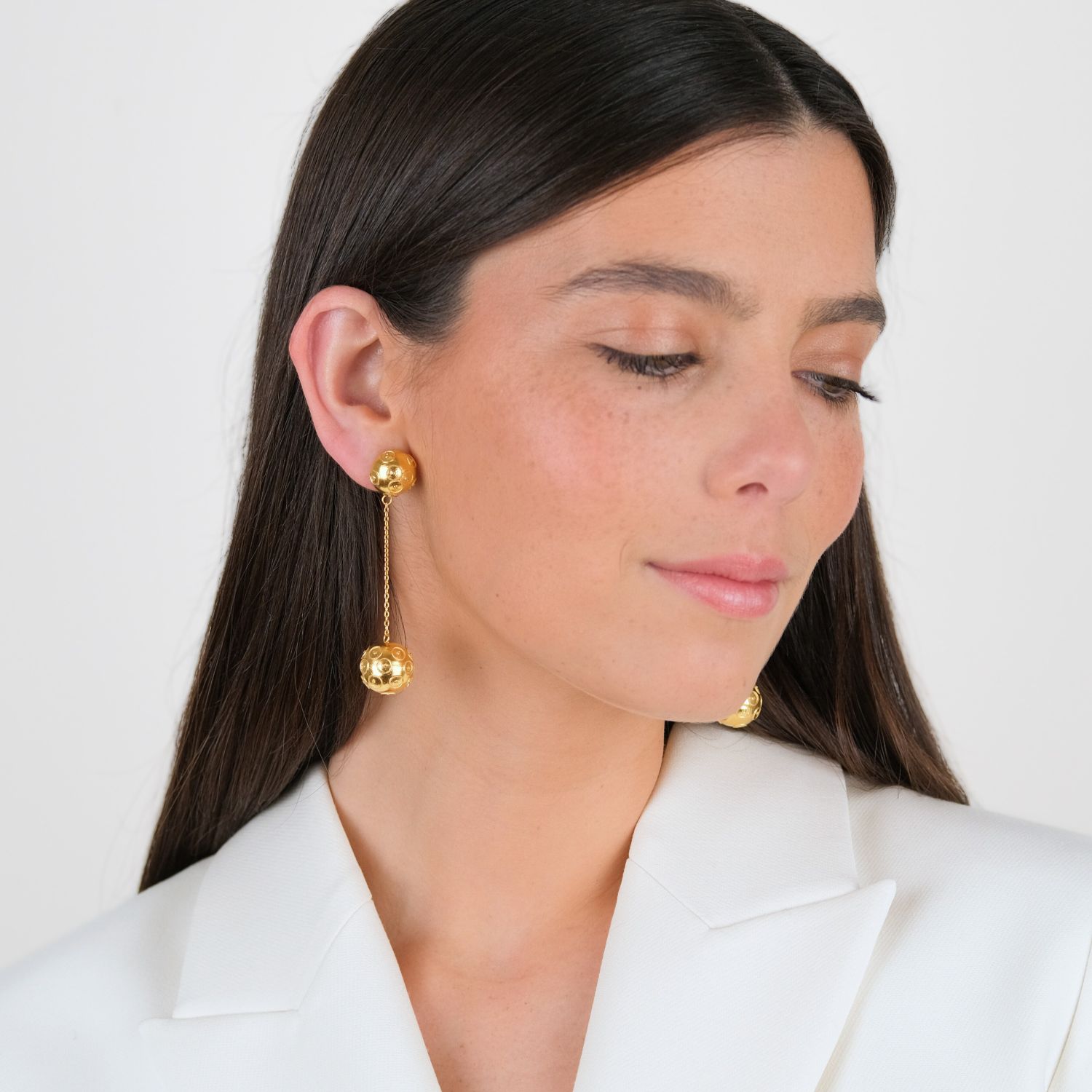 Earrings Two Viana’s Conta in Gold Plated Silver Earrings Two Viana’s Conta in Gold Plated Silver