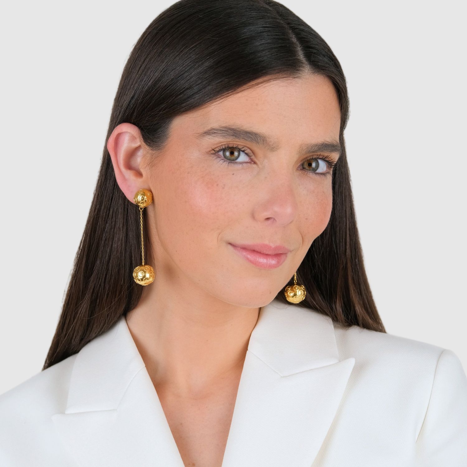 Earrings Two Viana’s Conta in Gold Plated Silver Earrings Two Viana’s Conta in Gold Plated Silver