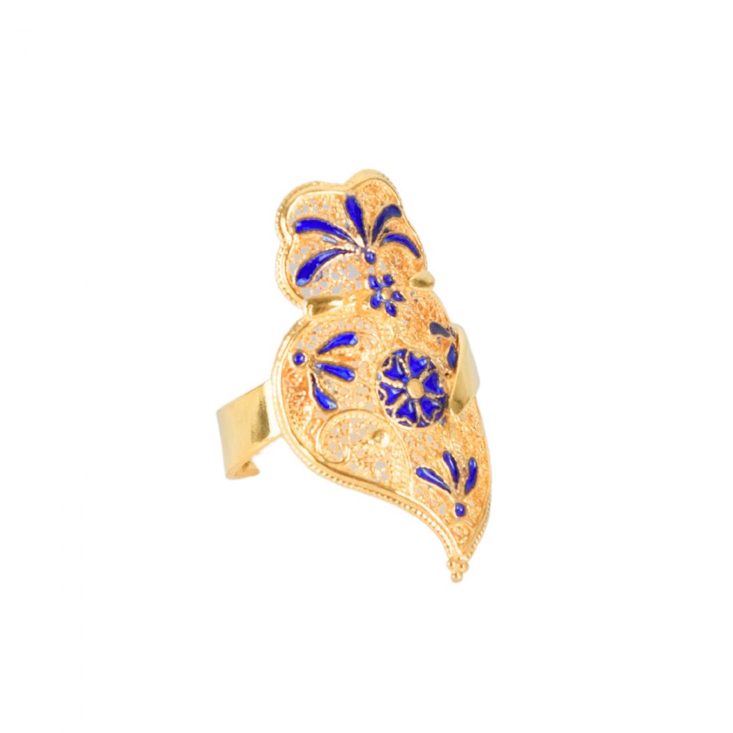 Ring Heart of Viana Royal Blue in Gold Plated Silver 
