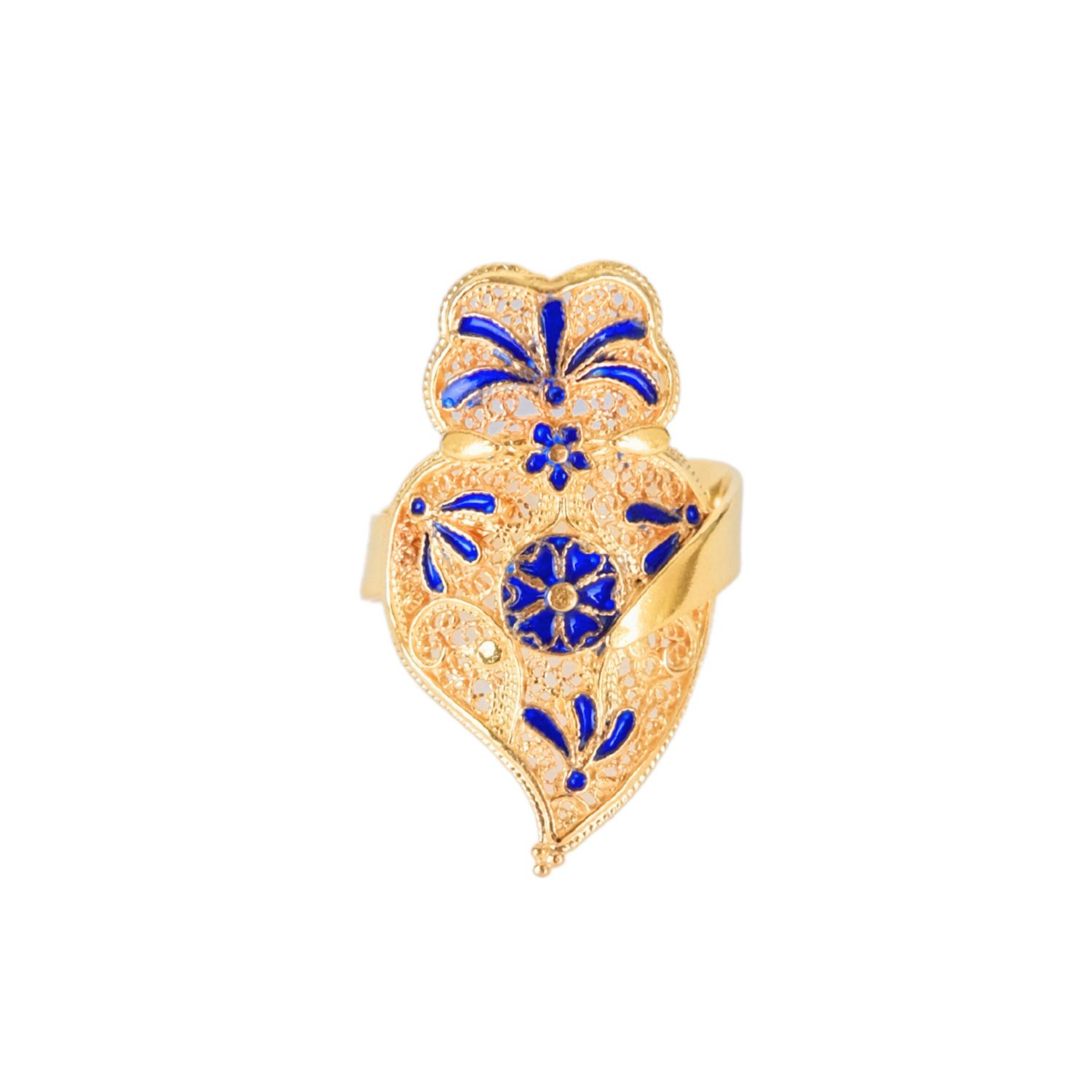 Ring Heart of Viana Royal Blue in Gold Plated Silver Ring Heart of Viana Royal Blue in Gold Plated Silver