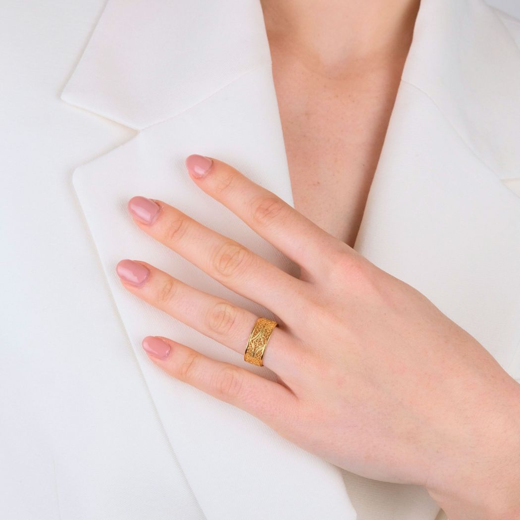 Ring Filigree Band in Gold Plated Silver 