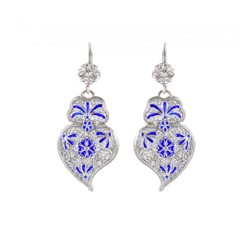 Earrings Heart of Viana Royal Blue in Silver 