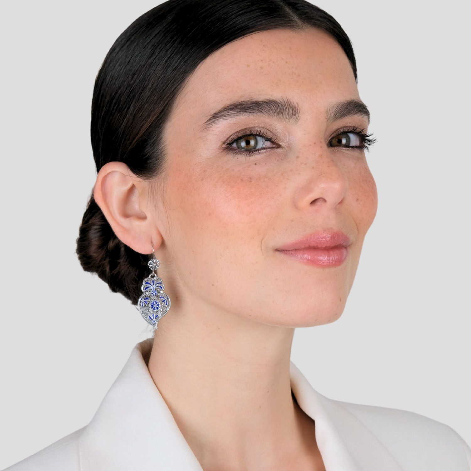 Earrings Heart of Viana Royal Blue in Silver Earrings Heart of Viana Royal Blue in Silver