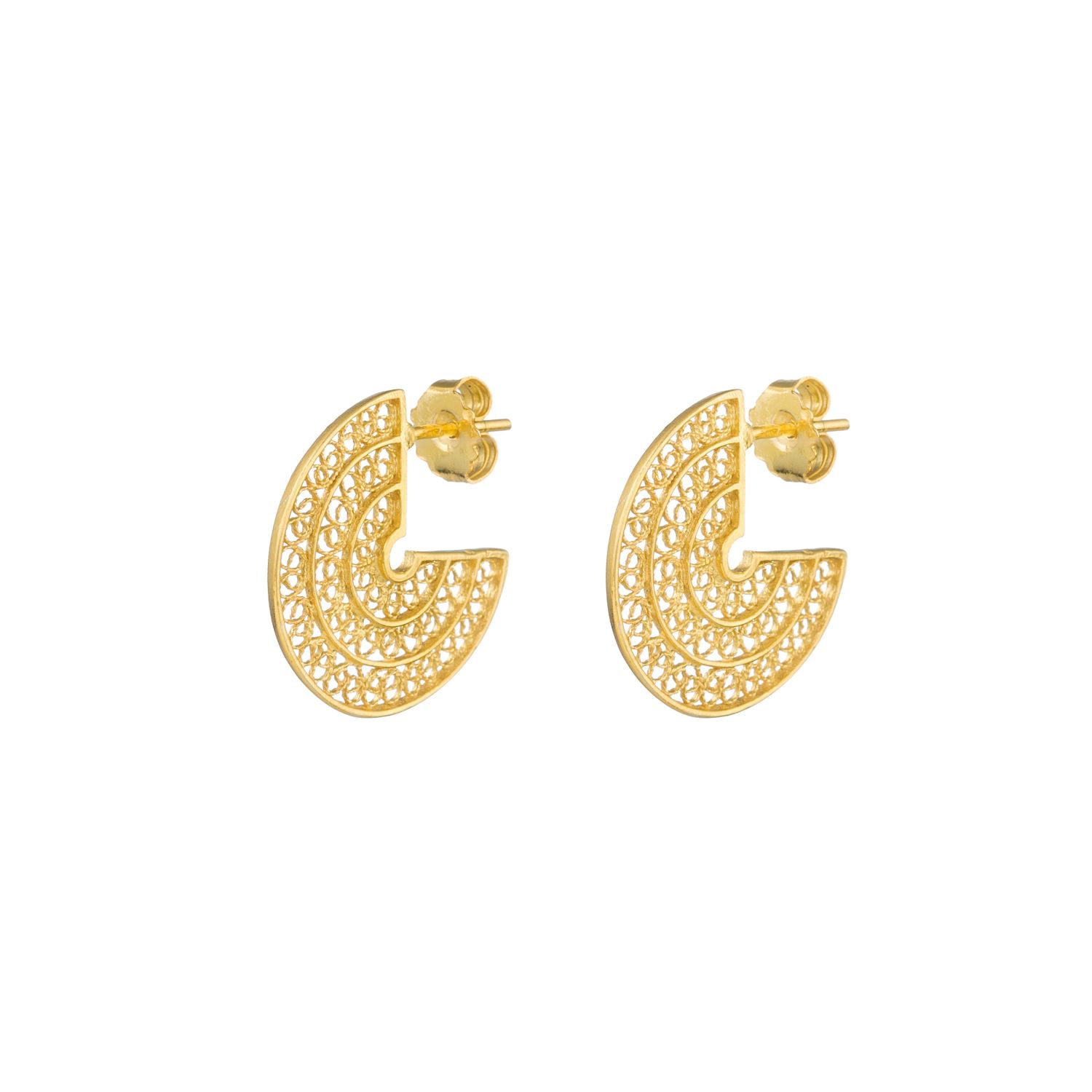 Earrings 3/4 Circles in Gold Plated Silver Earrings 3/4 Circles in Gold Plated Silver