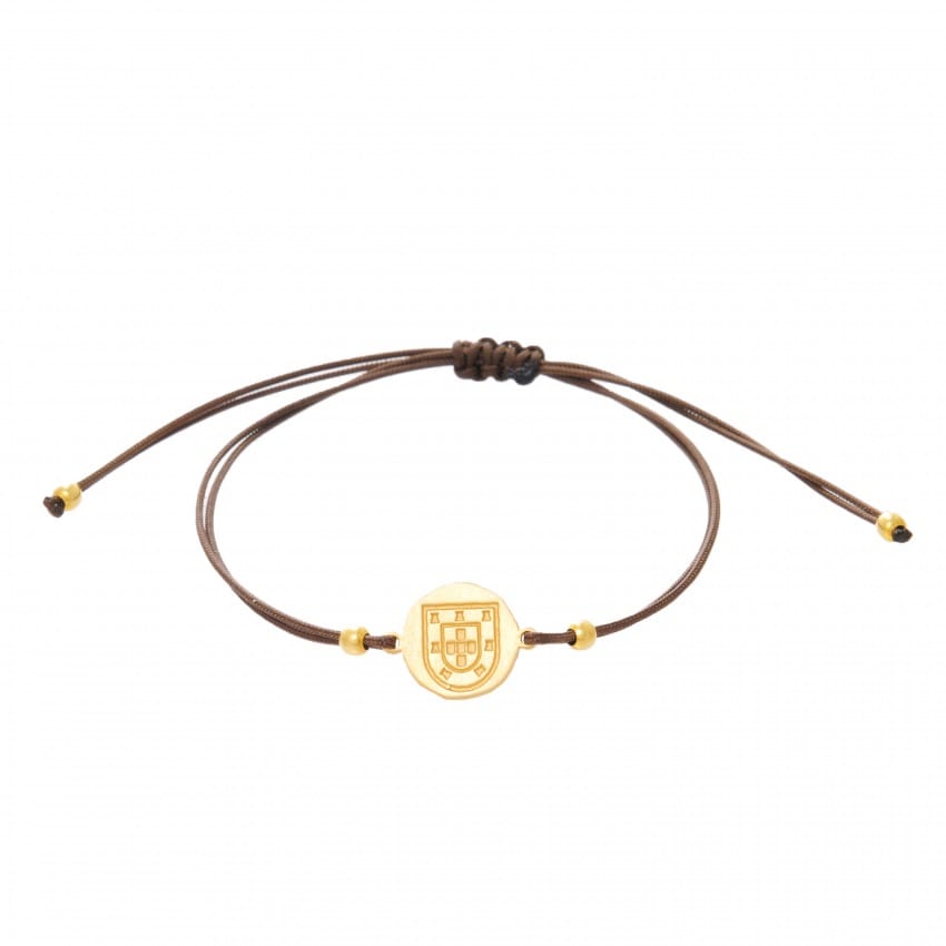 Bracelet Escudo in Gold Plated Silver with Cord 