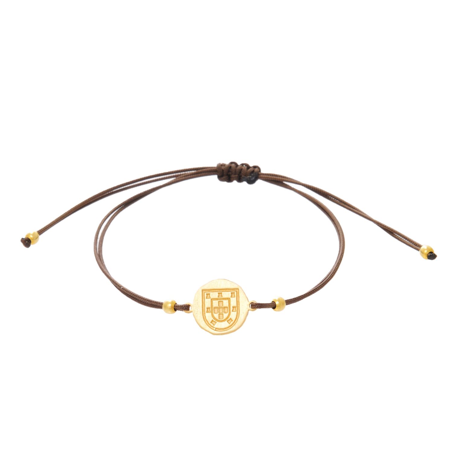 Pulseira Escudo em Prata Dourada com Fio Pulseira Escudo em Prata Dourada com Fio