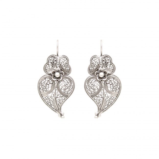 Earrings Heart of Viana 3,5cm in Silver