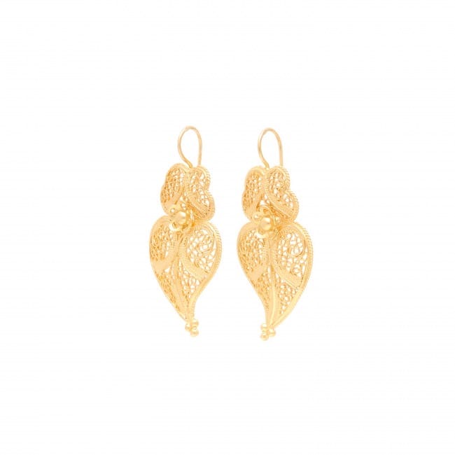 Earrings Heart of Viana 3,5cm in Gold Plated Silver Earrings Heart of Viana 3,5cm in Gold Plated Silver