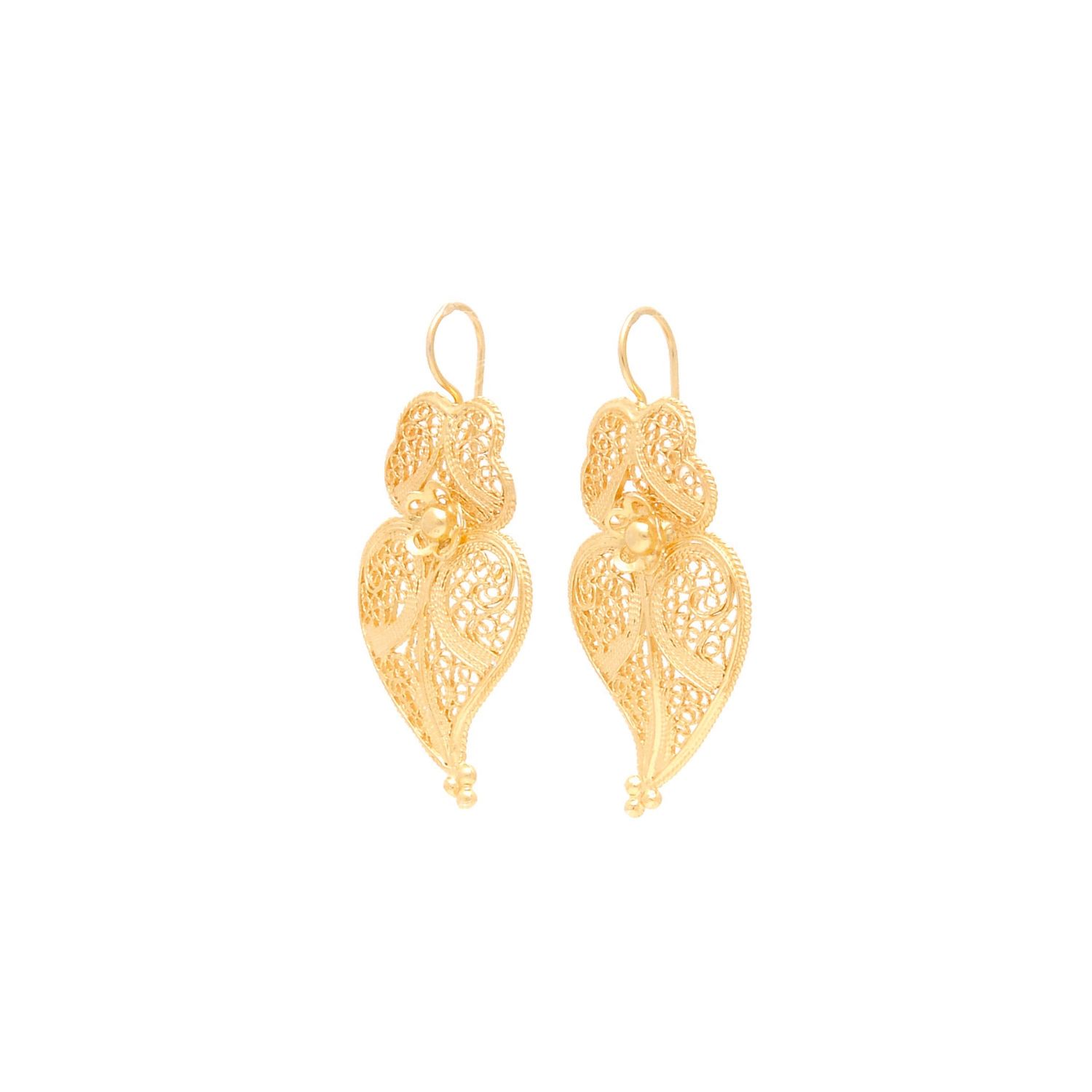 Earrings Heart of Viana 3,5cm in Gold Plated Silver 