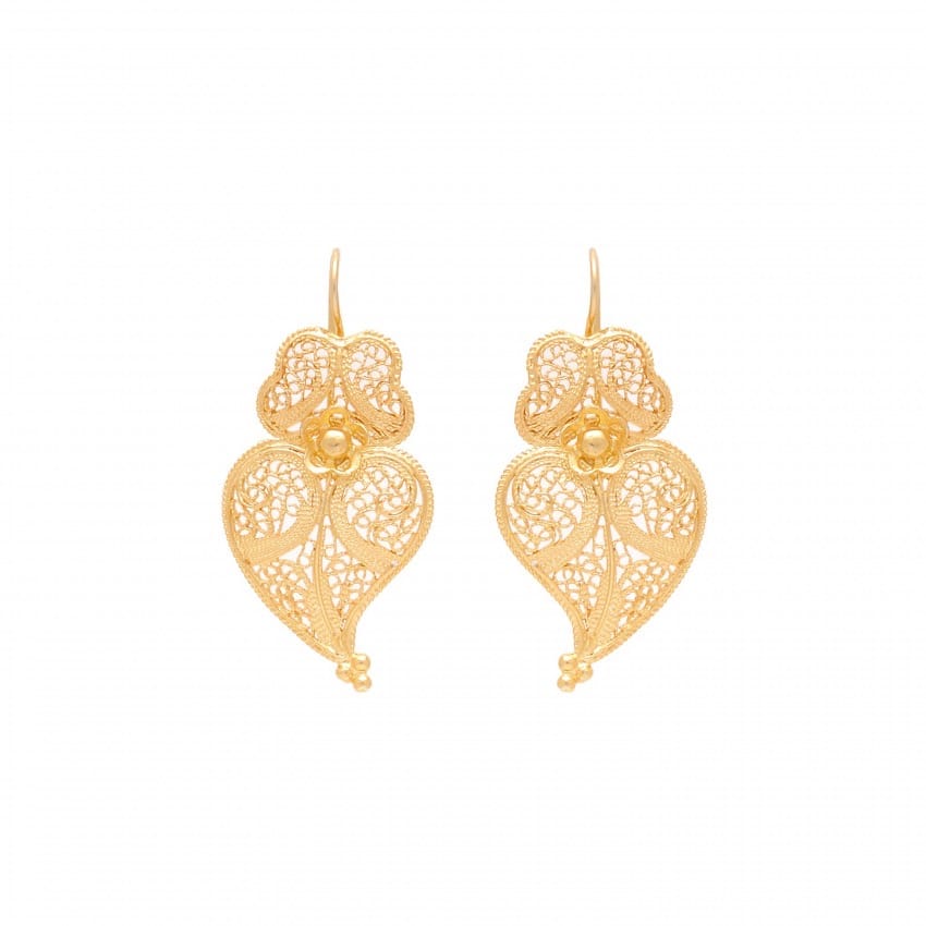 Earrings Heart of Viana 3,5cm in Gold Plated Silver 