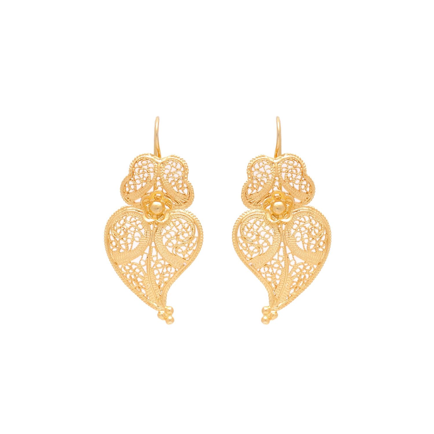Earrings Heart of Viana 3,5cm in Gold Plated Silver Earrings Heart of Viana 3,5cm in Gold Plated Silver