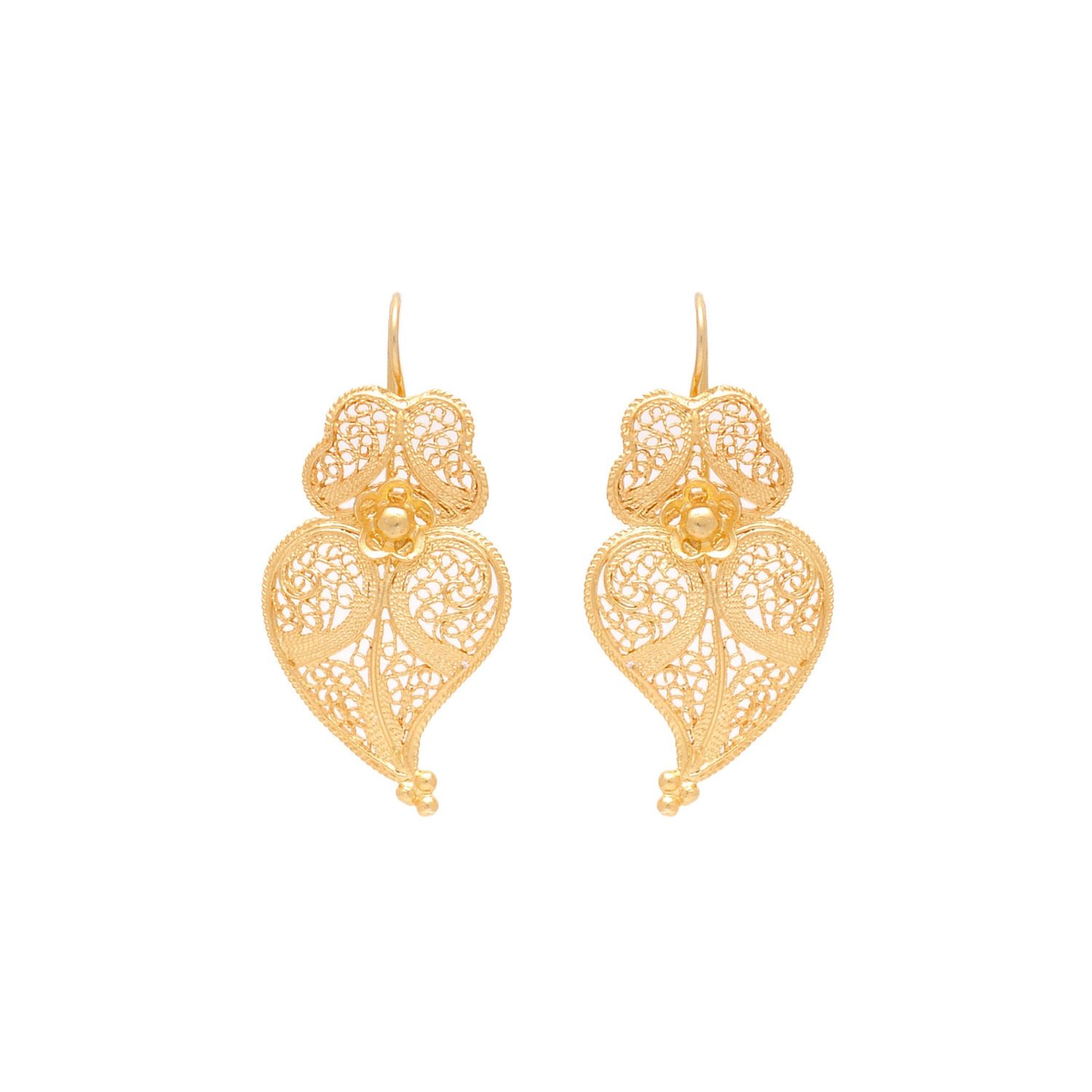 Earrings Heart of Viana 3,5cm in Gold Plated Silver 