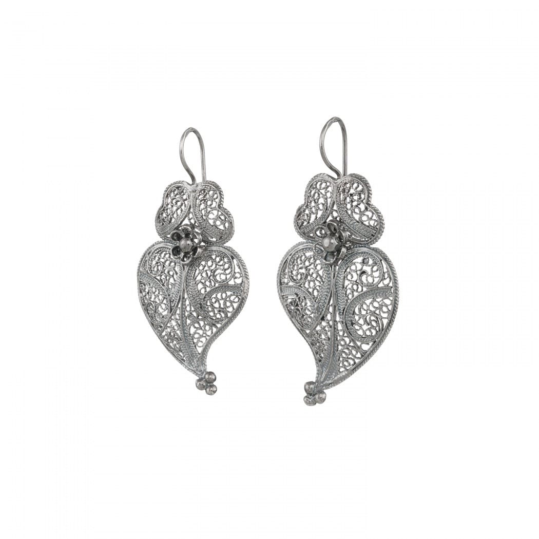 Earrings Heart of Viana 4,0cm in Silver 