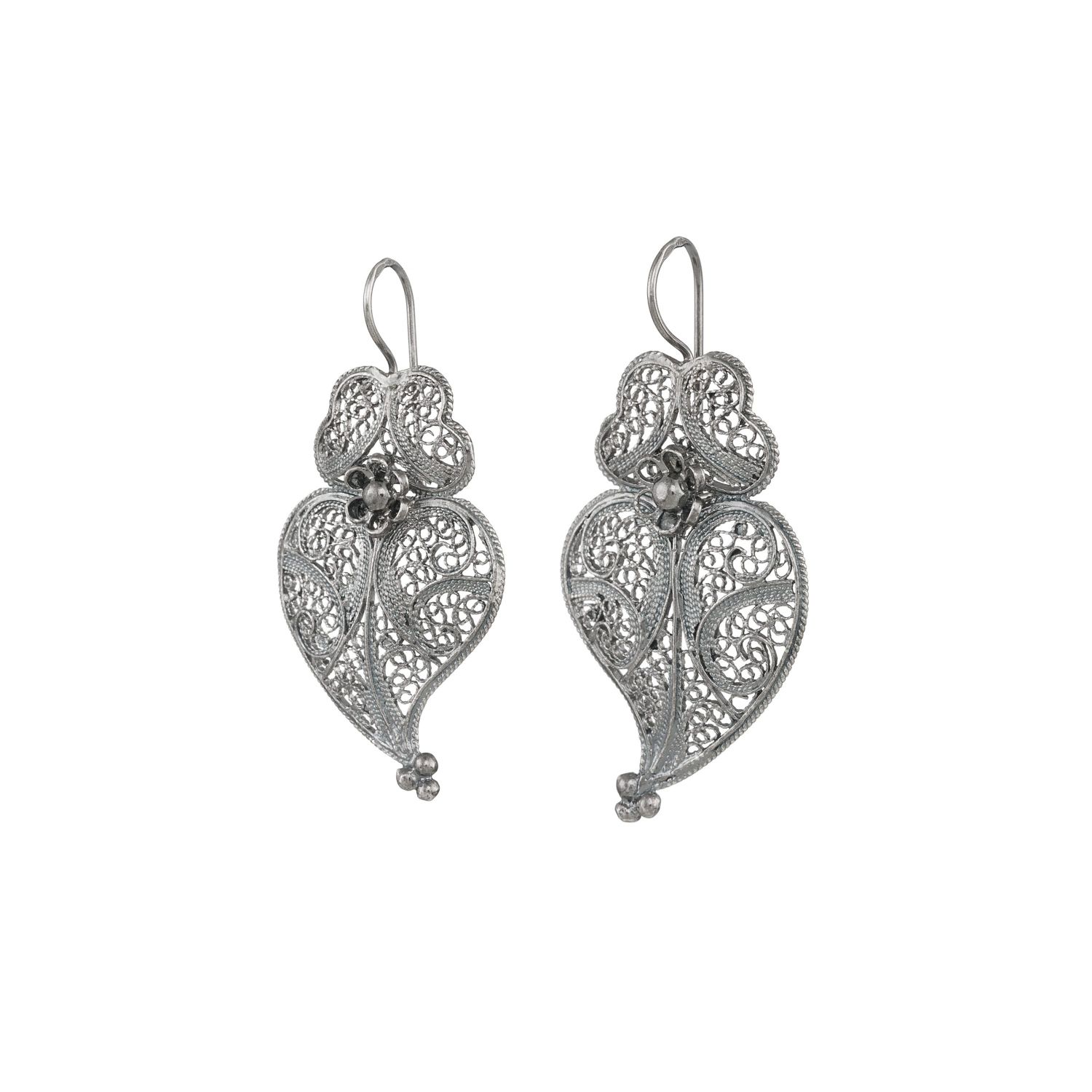 Pendientes Corazón de Viana 4,0cm de Plata 