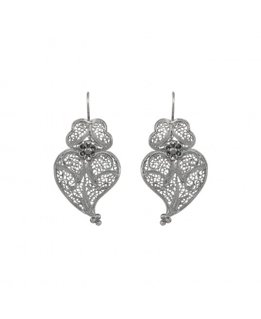 Earrings Heart of Viana 4,0cm in Silver 