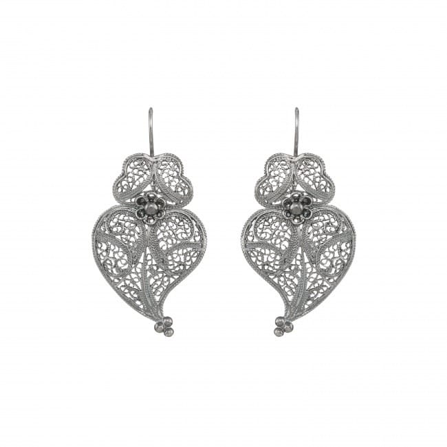 Earrings Heart of Viana 4,0cm in Silver 