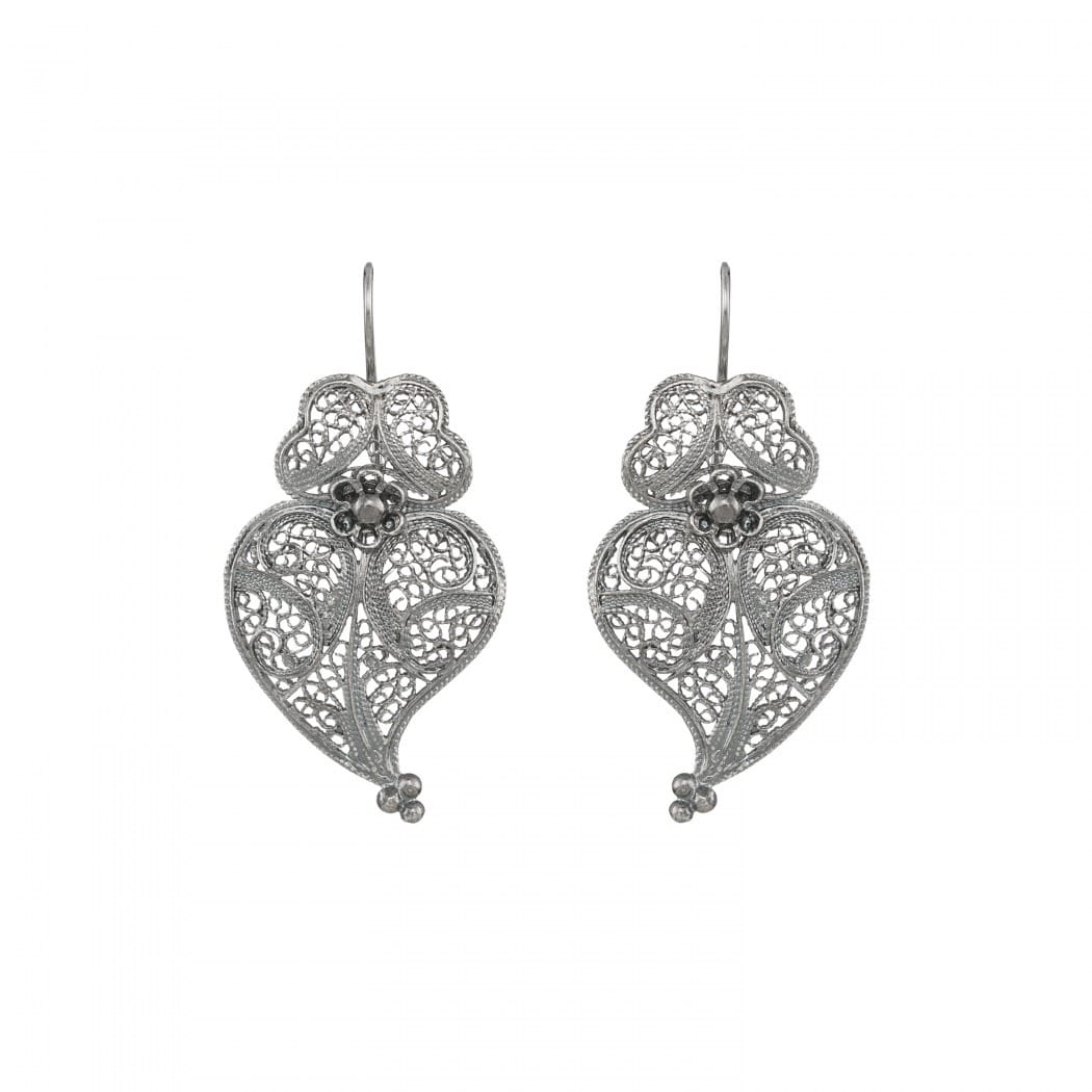 Earrings Heart of Viana 4,0cm in Silver 