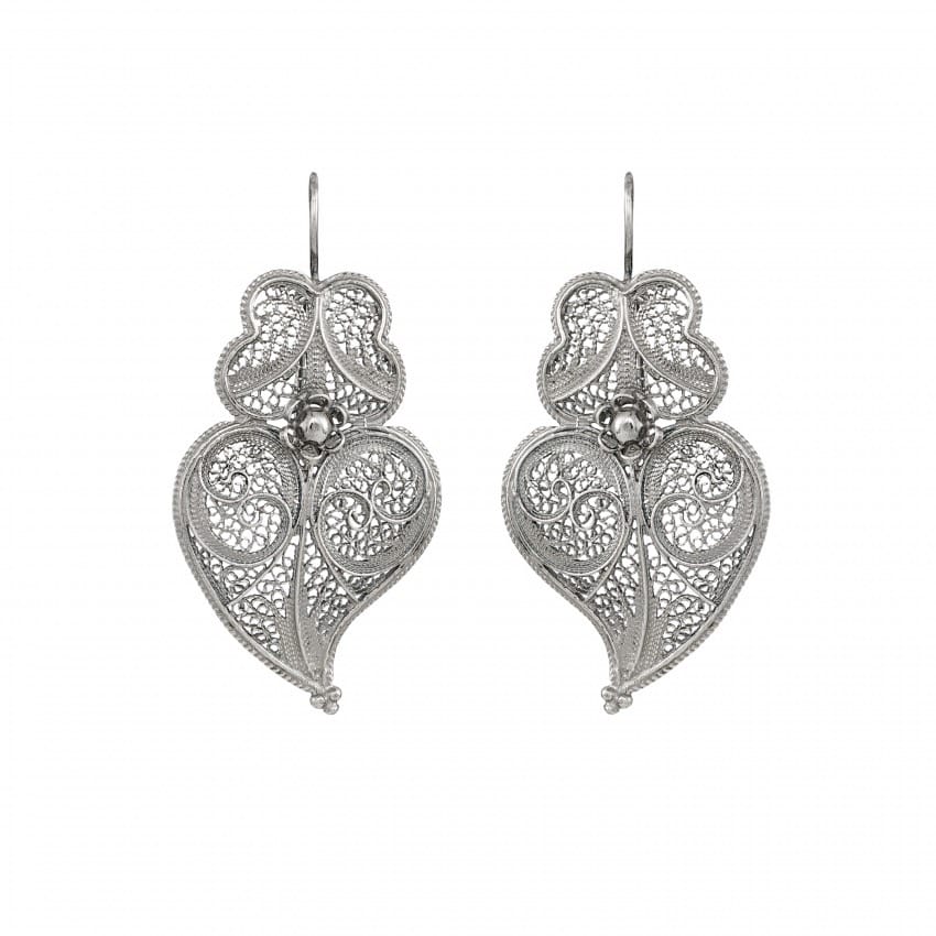 Pendientes Corazón de Viana 4,5cm de Plata 
