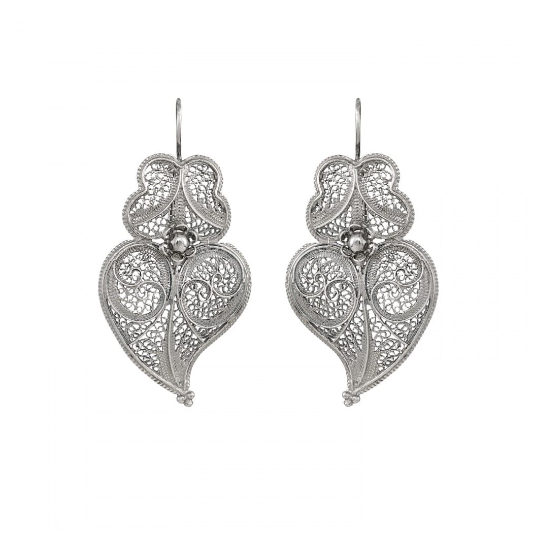 Earrings Heart of Viana 4,5 cm in Silver 