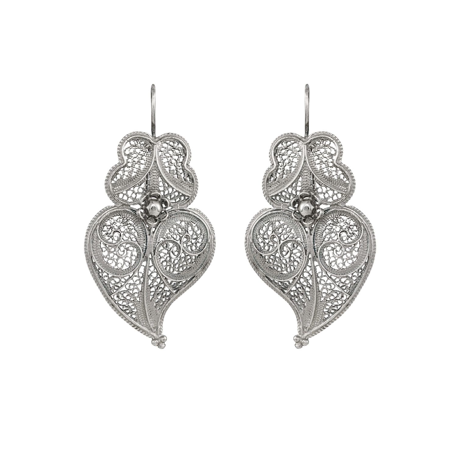 Pendientes Corazón de Viana 4,5cm de Plata 